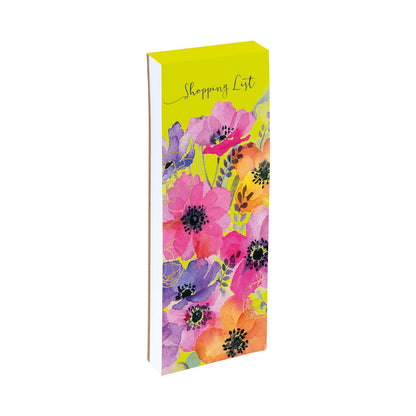 Gifted Stationery Magnetic Shopping List Pad Anemones Design In Green