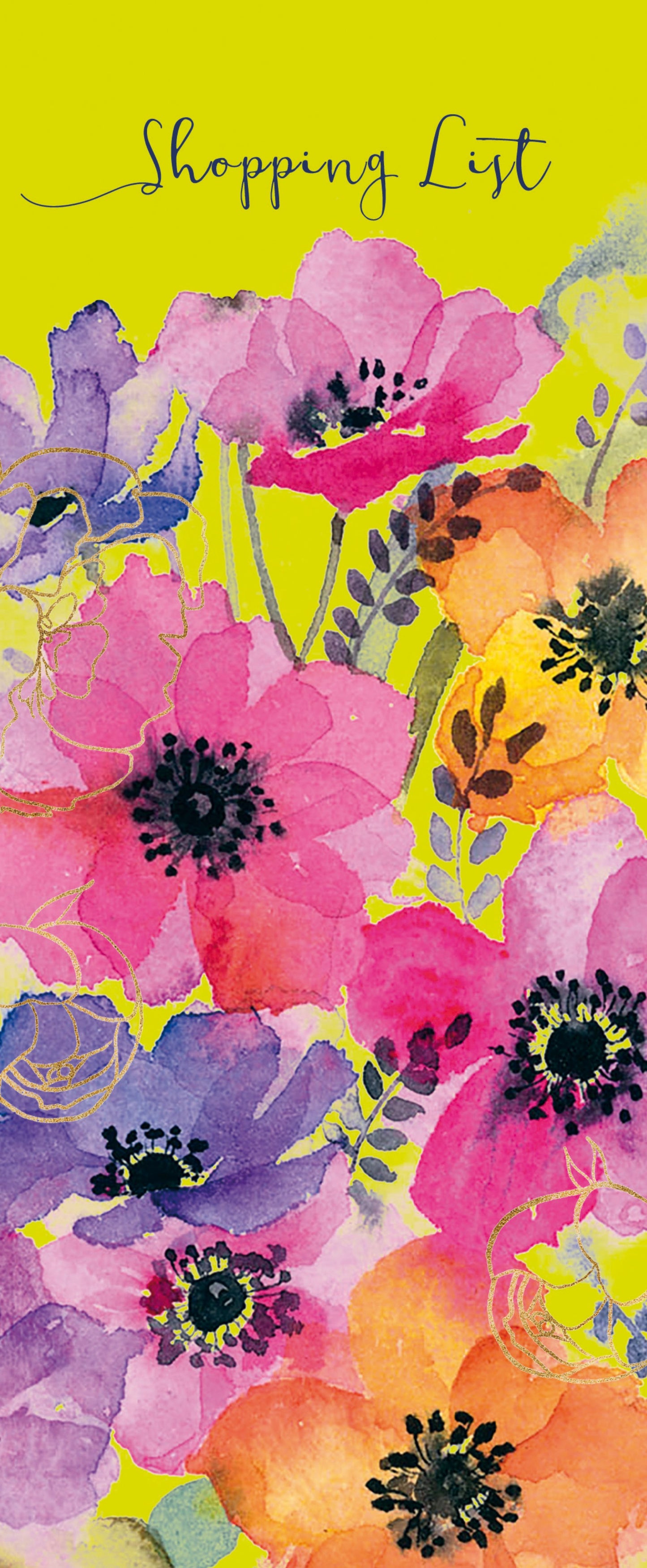 Gifted Stationery Magnetic Shopping List Pad Anemones Design In Green