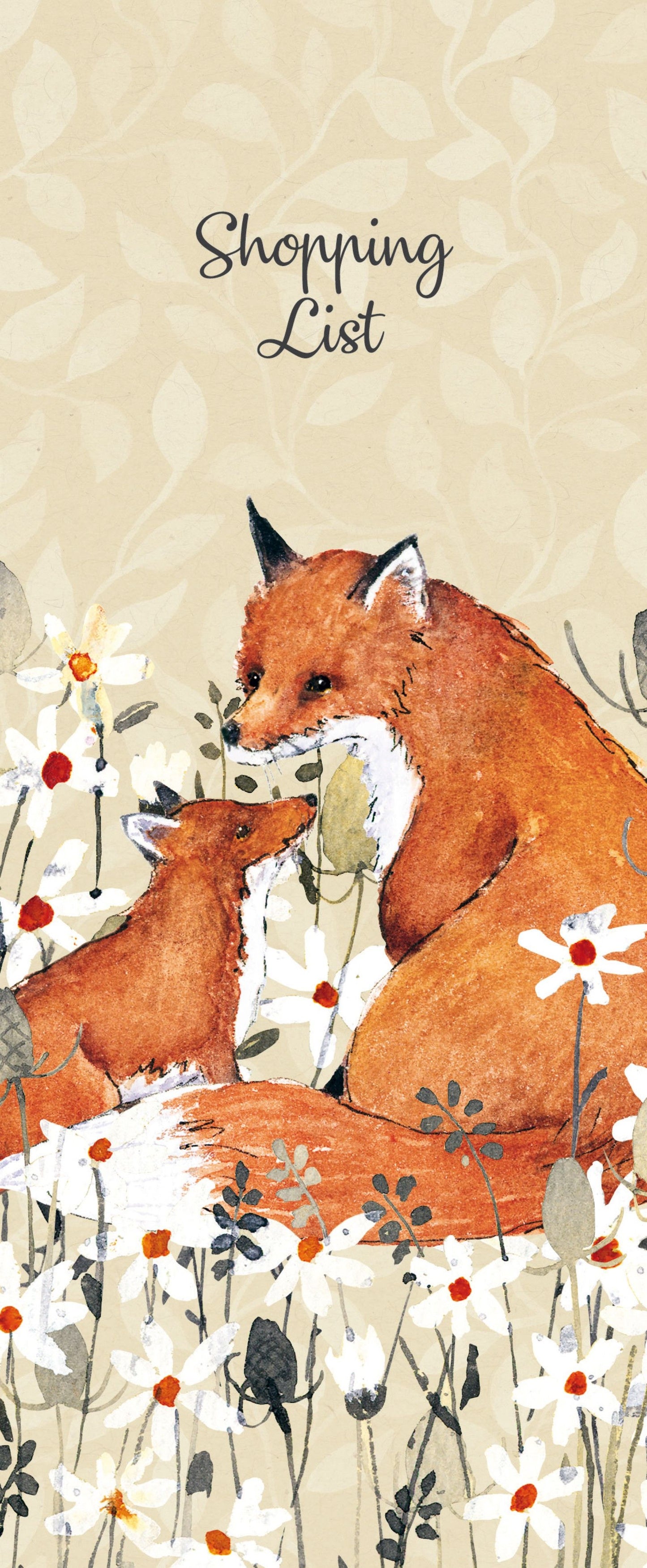 Gifted Stationery Magnetic Shopping List Pad Foxy Tales Design In Tan