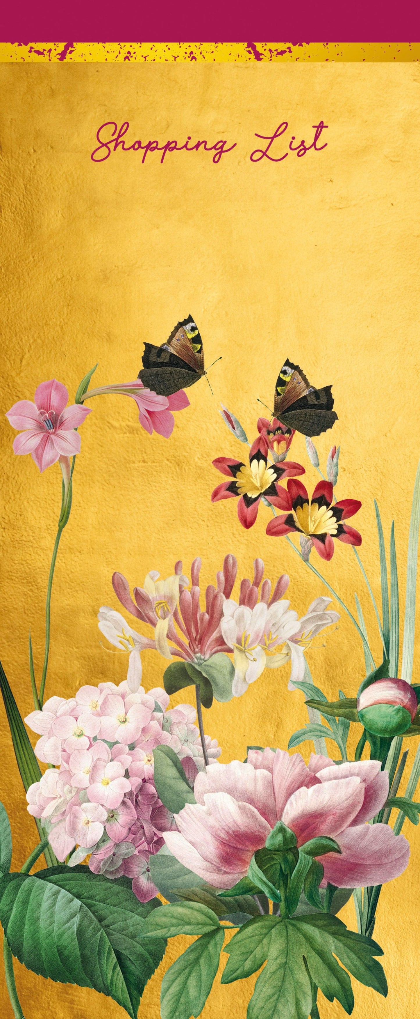 Gifted Stationery Magnetic Shopping List Pad Redoute Butterfly Design In Yellow