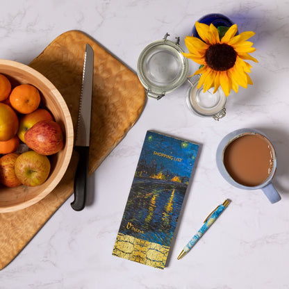 Gifted Stationery Magnetic Shopping List Pad Van Gogh Starry Night In Dark Blue