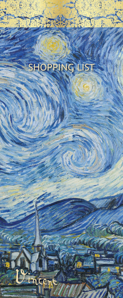 Gifted Stationery Magnetic Shopping List Pad Van Gogh Starry Night In Light Blue