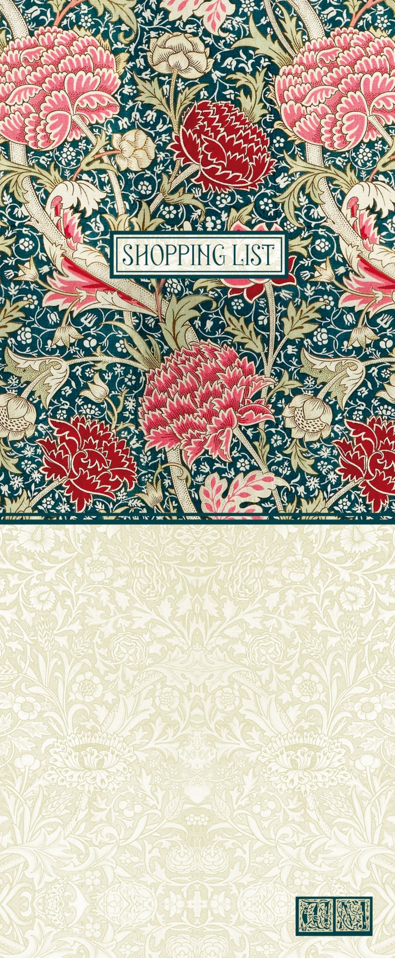 Gifted Stationery Magnetic Shopping List Pad William Morris Cray Design In Pink