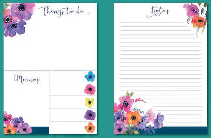 Gifted Stationery Sticky Notes Folder Anemones Design To-Do List Organiser