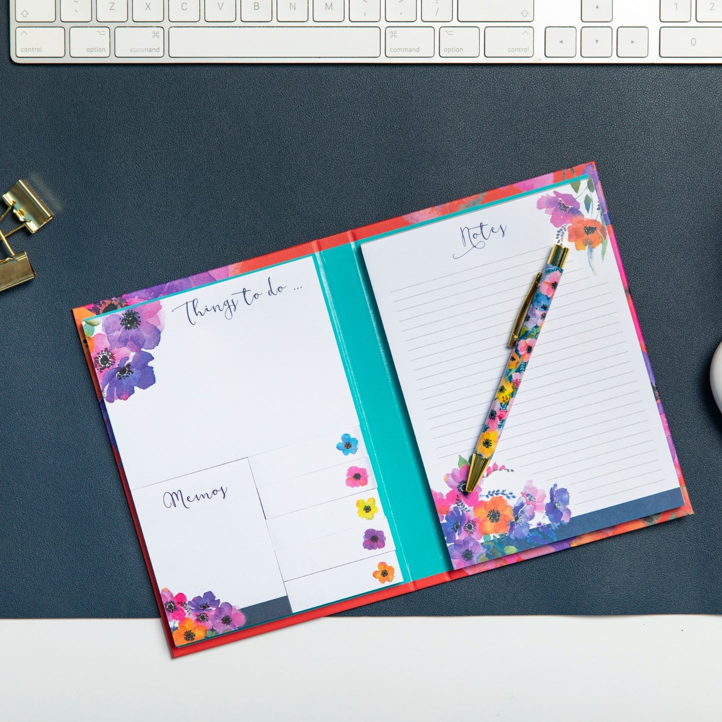 Gifted Stationery Sticky Notes Folder Anemones Design To-Do List Organiser