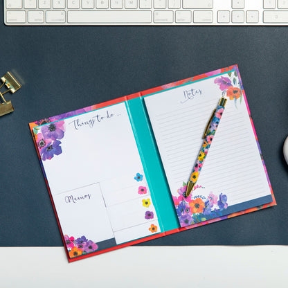 Gifted Stationery Sticky Notes Folder Anemones Design To-Do List Organiser