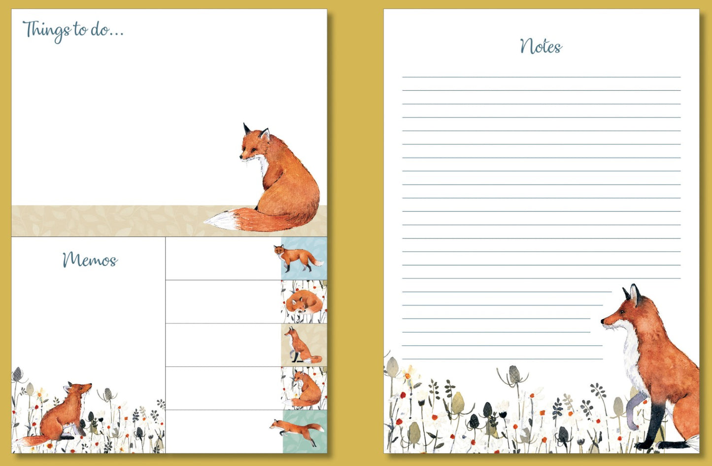 Gifted Stationery Sticky Notes Folder Foxy Tales Design To-Do List Organiser