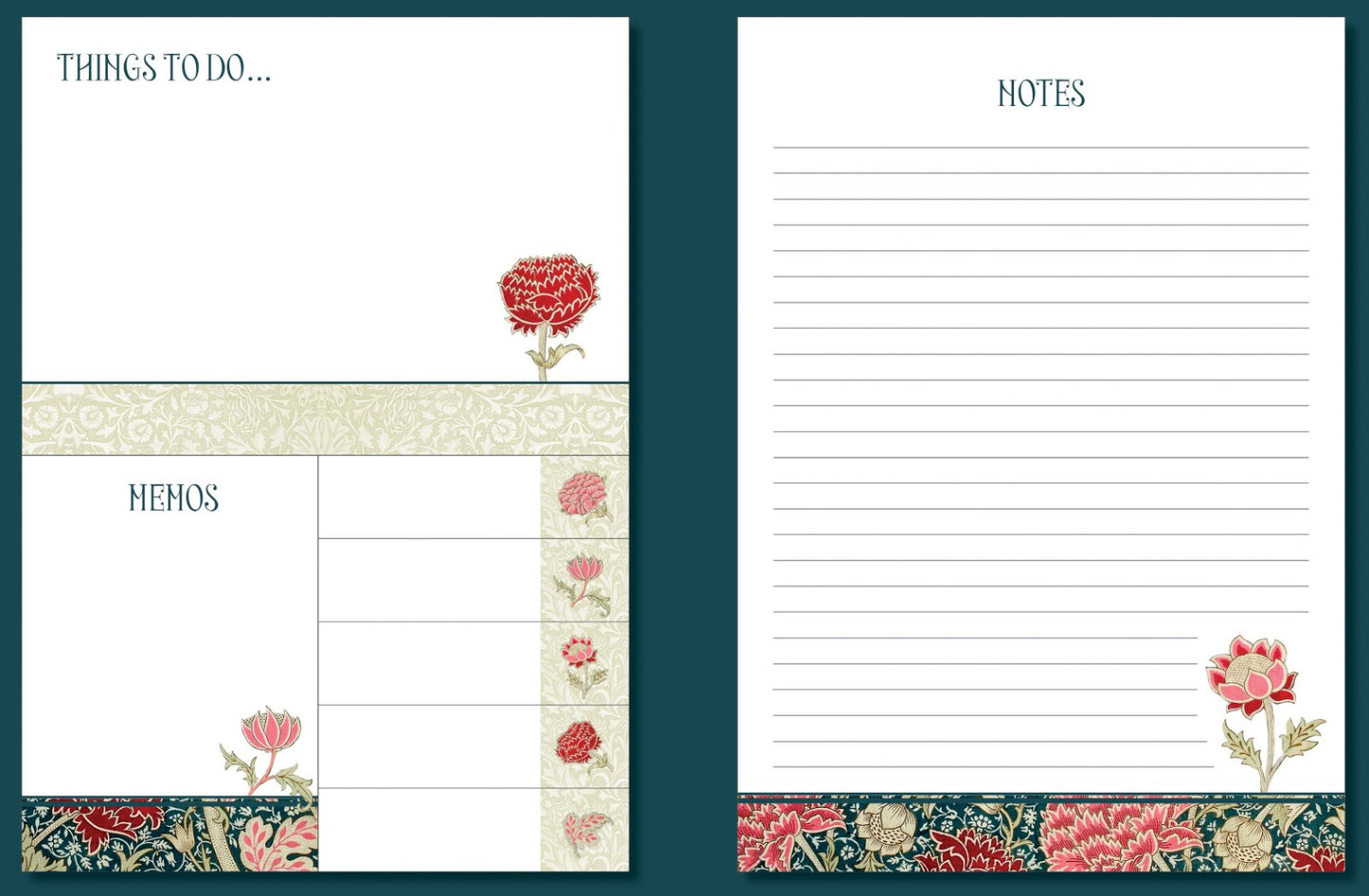 Gifted Stationery Sticky Notes Folder William Morris Cray To-Do List Organiser