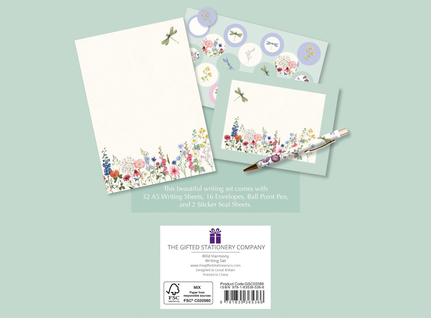 Gifted Stationery Writing Set Wild Harmony Design Letter Paper & Envelopes