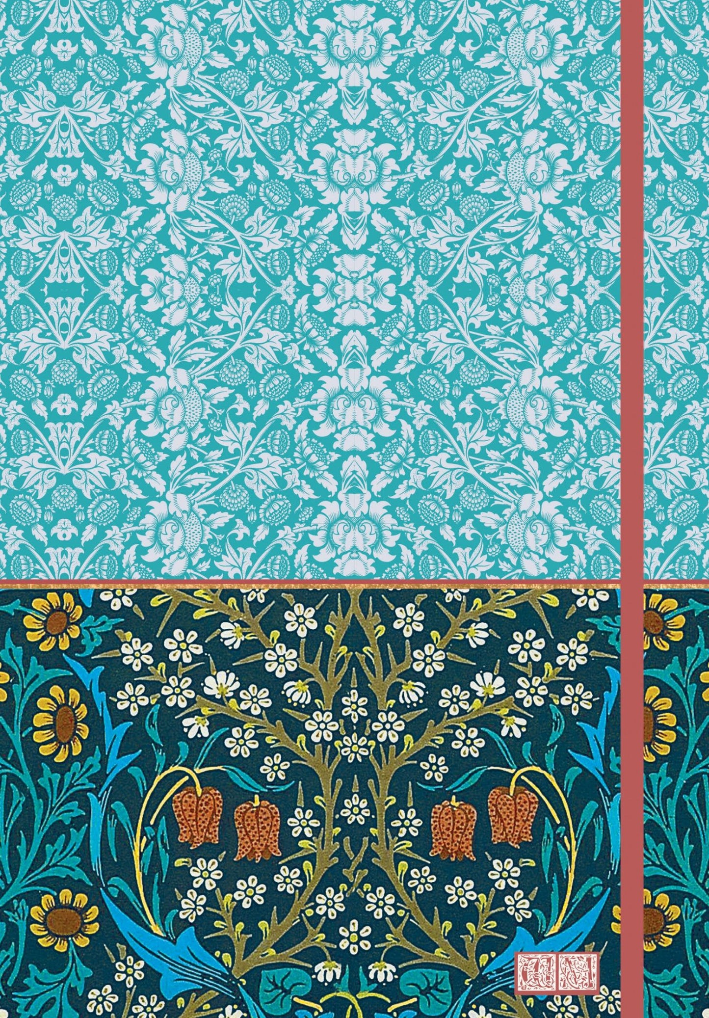 Gifted Stationery A5 Notebook William Morris Blackthorn Design Softcover Lined Journal