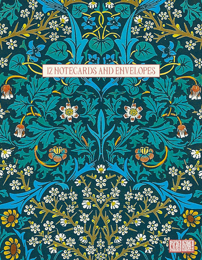 Gifted Stationery Notecard Wallet Blue William Morris Blackthorn 12 Notecards