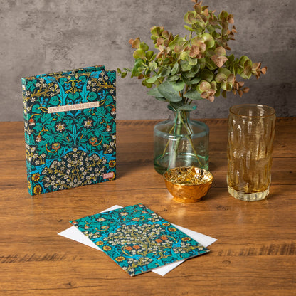 Gifted Stationery Notecard Wallet Blue William Morris Blackthorn 12 Notecards