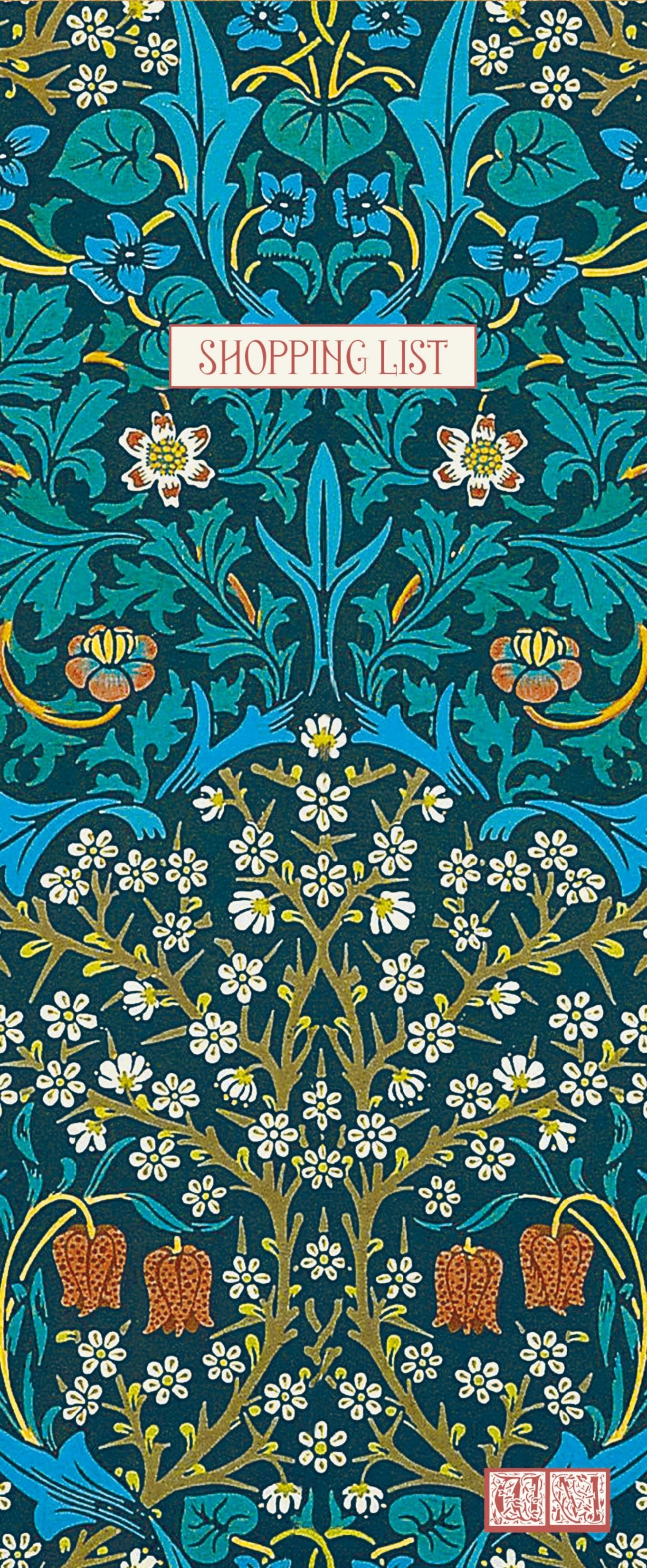 Gifted Stationery Magnetic Shopping List Pad William Morris Blackthorn Dark Blue