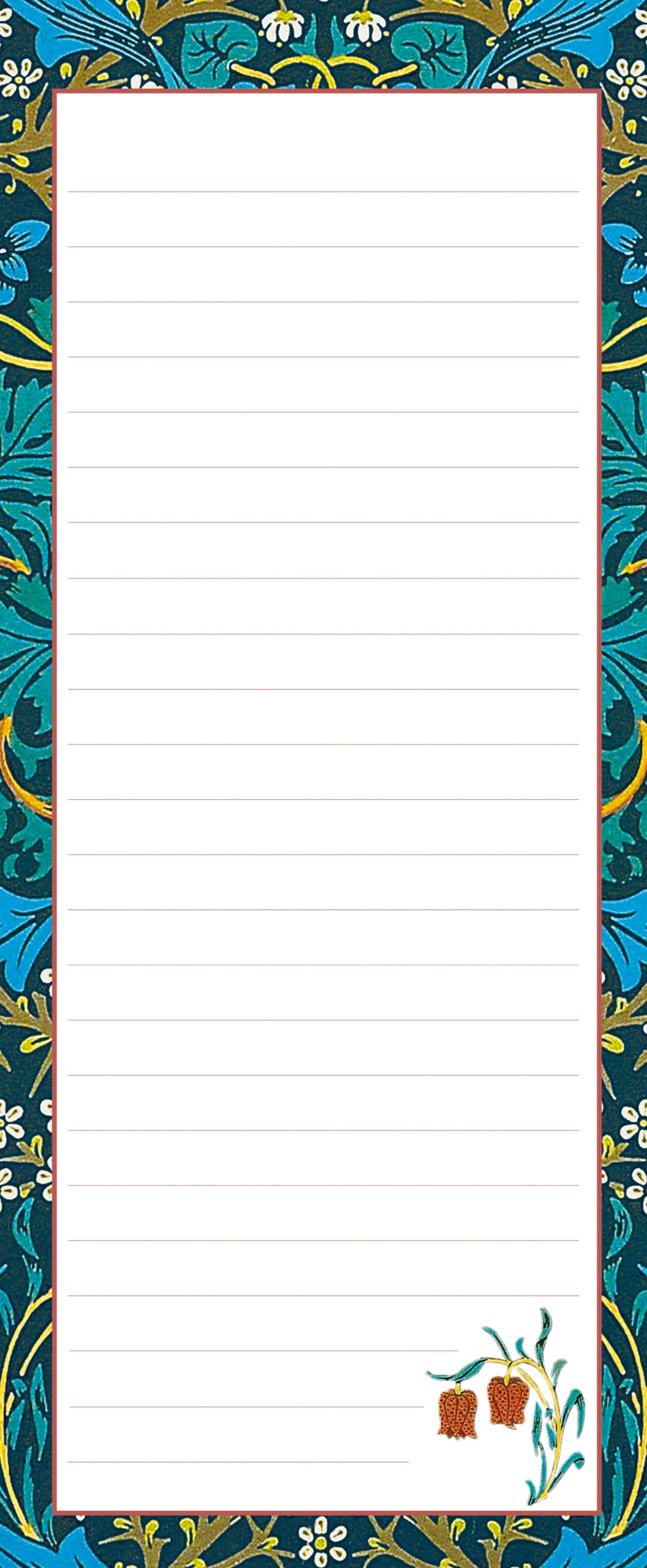 Gifted Stationery Magnetic Shopping List Pad William Morris Blackthorn Dark Blue