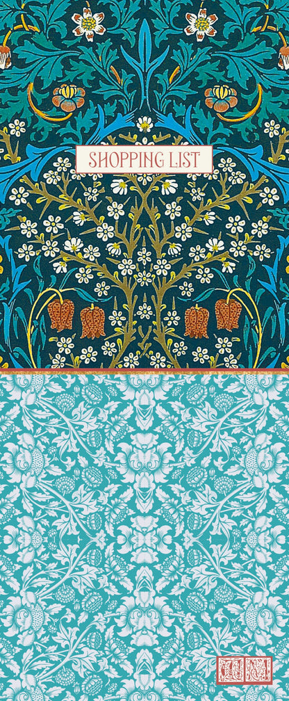 Gifted Stationery Magnetic Shopping List Pad William Morris Blackthorn Blue