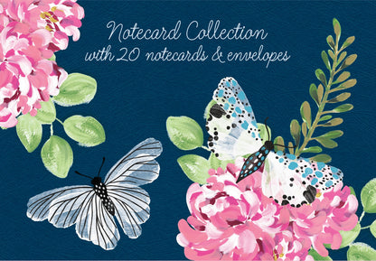 Gifted Stationery Notecard Collection Flutter Design 20 Notecards & Envelopes