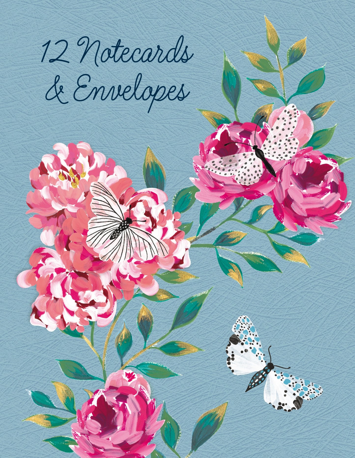 Gifted Stationery Notecard Wallet Blue Flutter Design 12 Notecards & Envelopes
