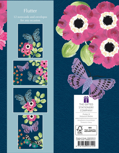 Gifted Stationery Notecard Wallet Flutter Design 12 Notecards & Envelopes