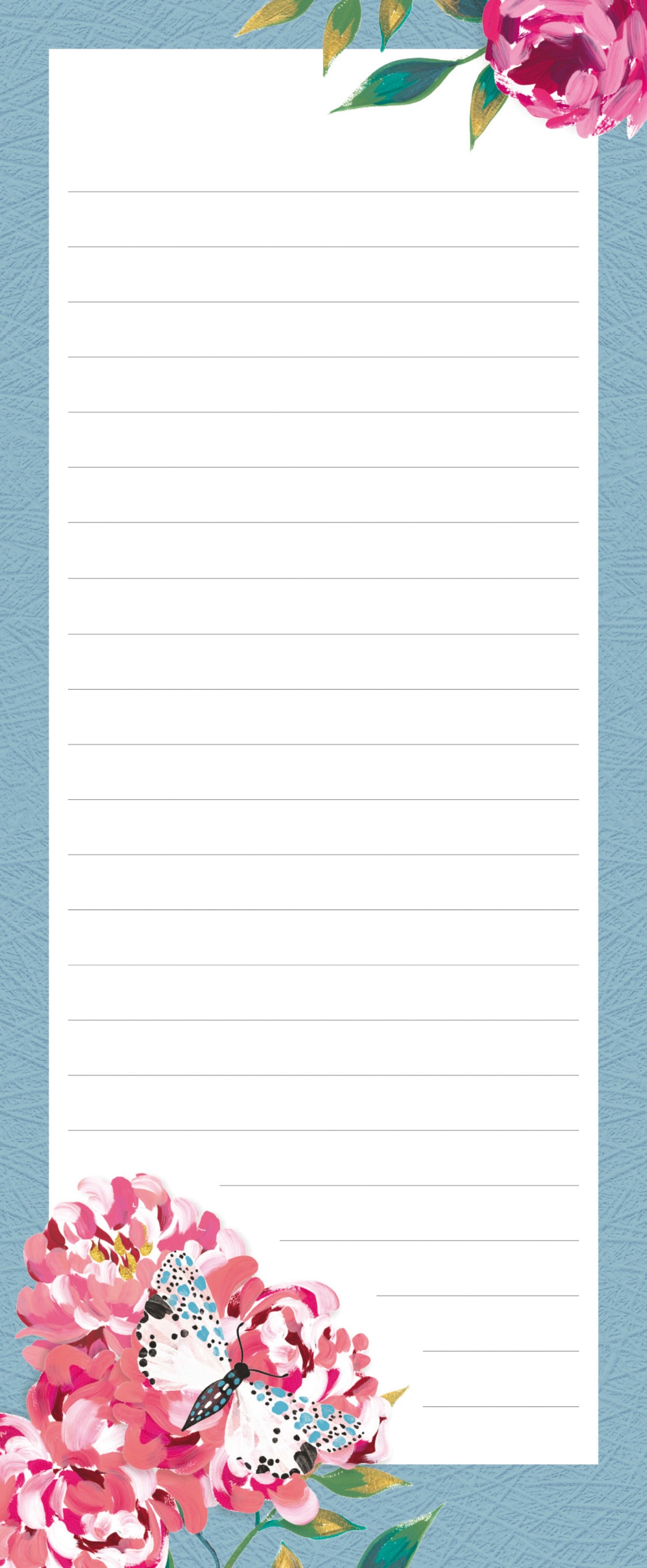 Gifted Stationery Magnetic Shopping List Pad Flutter Design In Blue
