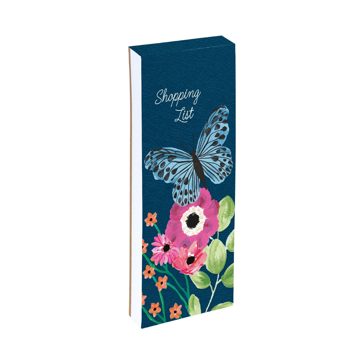 Gifted Stationery Magnetic Shopping List Pad Flutter Design In Dark Blue