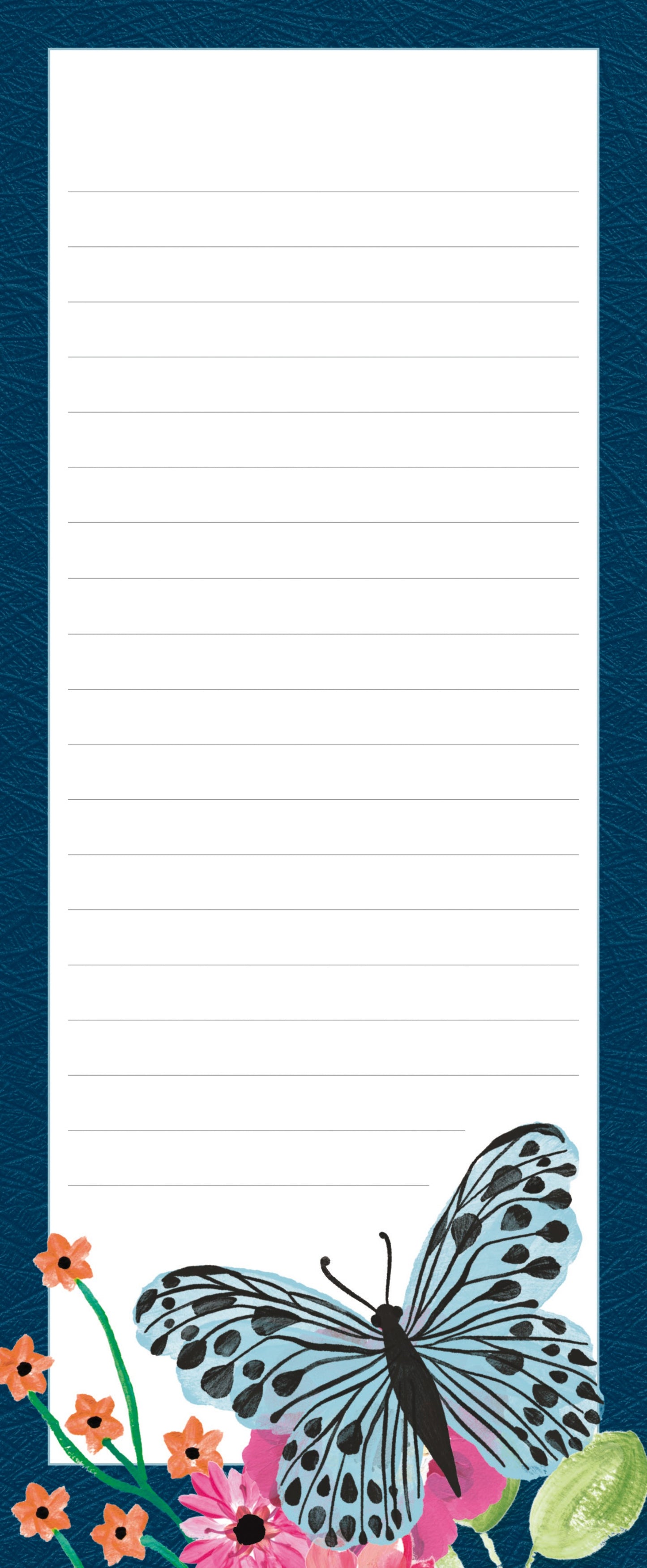 Gifted Stationery Magnetic Shopping List Pad Flutter Design In Dark Blue