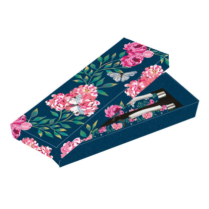 Gifted Stationery Twin Pen Set Flutter Design Pair Pens In Gift Box