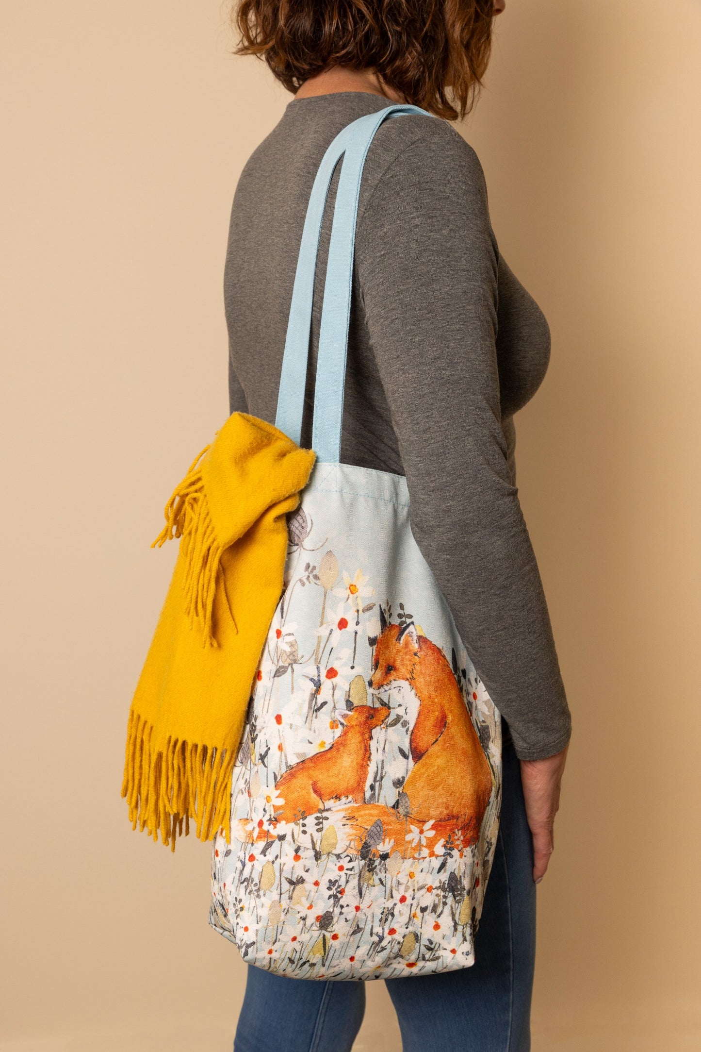 Gifted Stationery Tote Bag Foxy Tales Design Fabric Shopping Bags