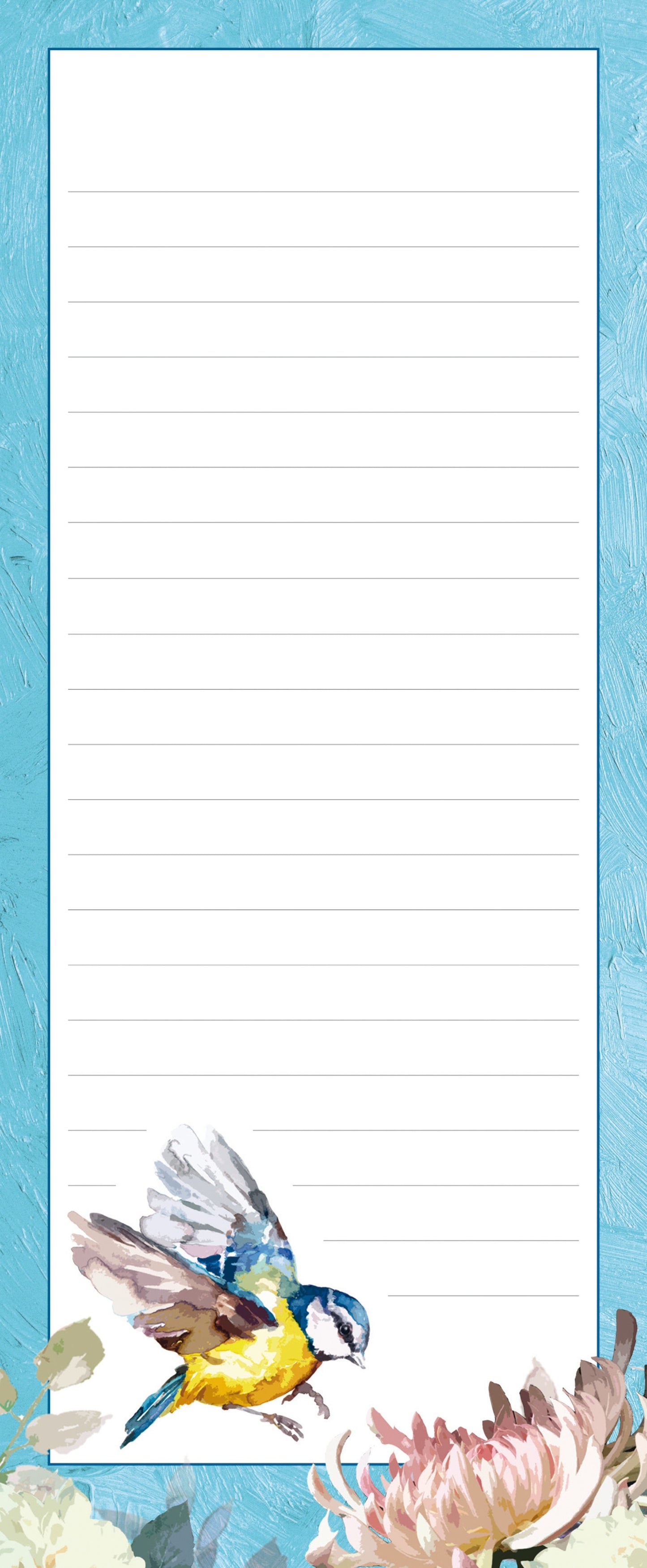 Gifted Stationery Magnetic Shopping List Pad Symphony Blue Tit Design