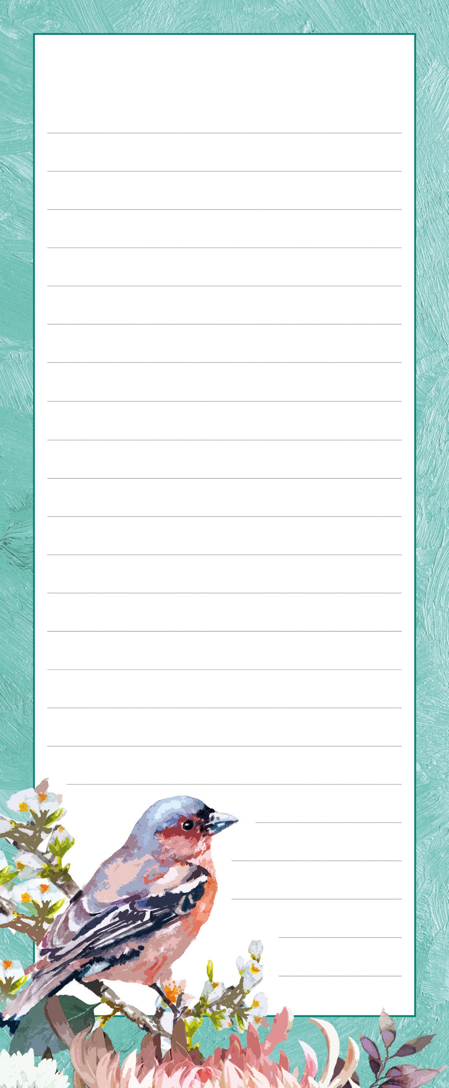 Gifted Stationery Magnetic Shopping List Pad Symphony Chaffinch Design