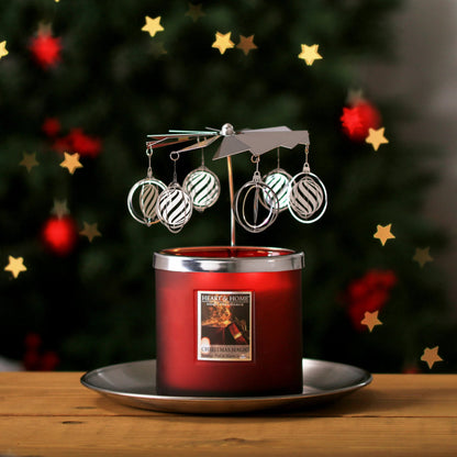 Heart & Home Twin Wick Christmas Candle With Carousel Gift Orange & Warm Spices