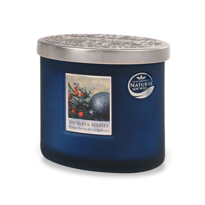 Heart & Home Twin Wick Soy Wax Candle 'Baubles & Berries' Winter Fruits Scent