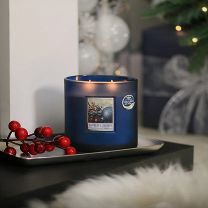 Heart & Home Twin Wick Soy Wax Candle 'Baubles & Berries' Winter Fruits Scent
