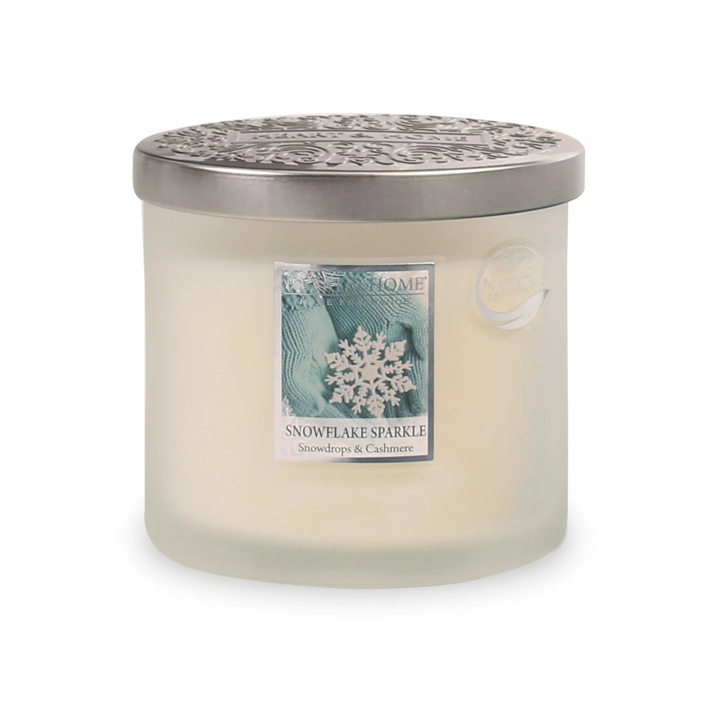 Heart & Home Twin Wick Soy Candle 'Snowflake Sparkle' Snowdrops & Cashmere Scent