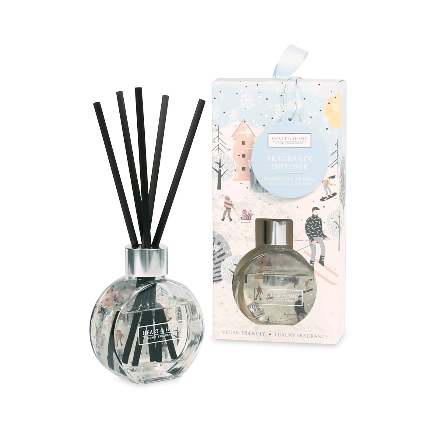 Heart & Home Fragrance Reed Diffuser 'Snowflake Sparkle' Snowdrop Cashmere Scent