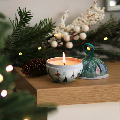 Heart & Home Tin Bauble Candle Gift 'Christmas Tree' Pine & Cedarwood Scent