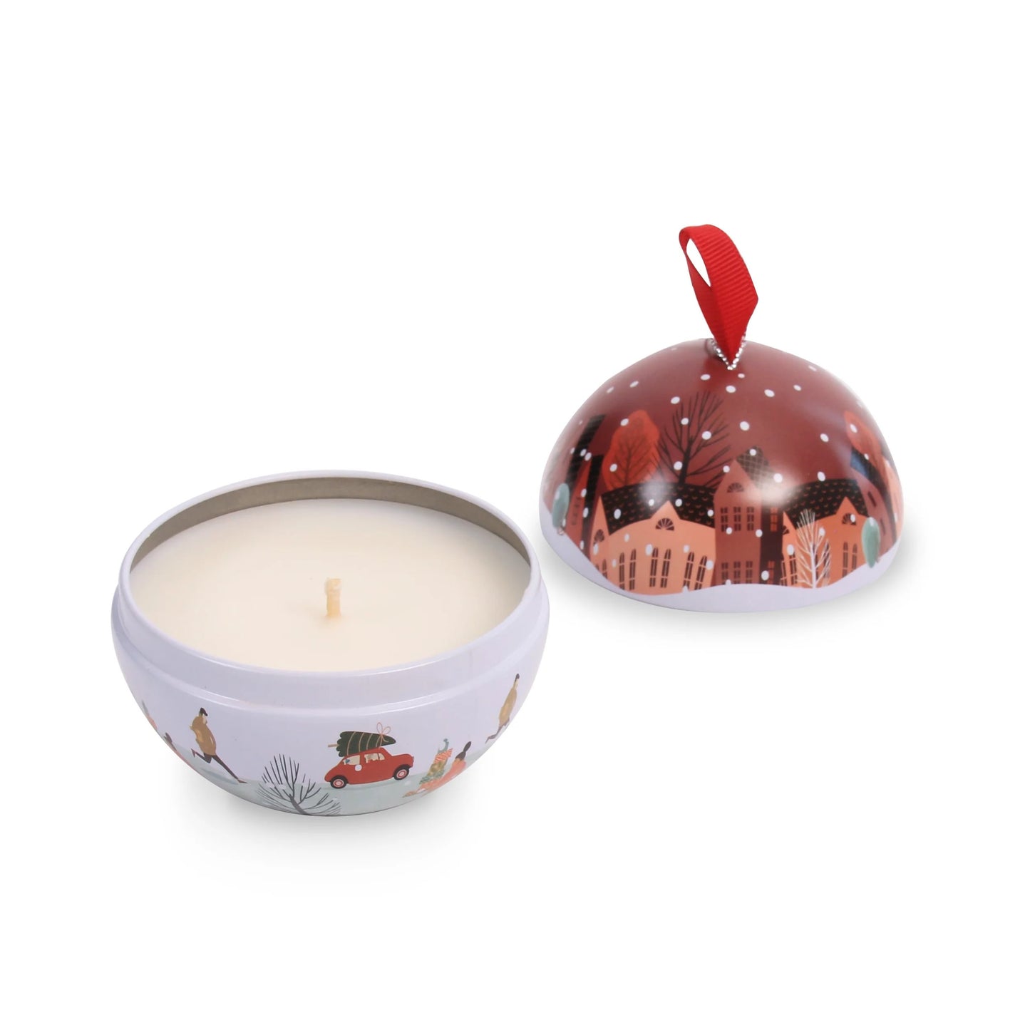 Heart & Home Tin Bauble Candle Gift 'Christmas Magic' Orange & Warm Spice Scent
