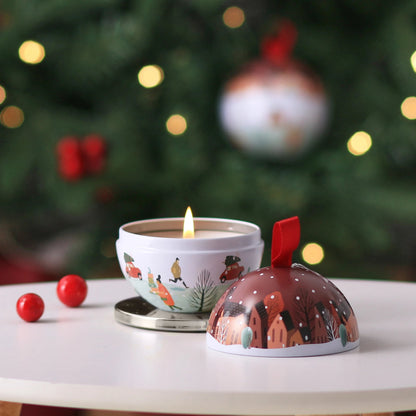 Heart & Home Tin Bauble Candle Gift 'Christmas Magic' Orange & Warm Spice Scent