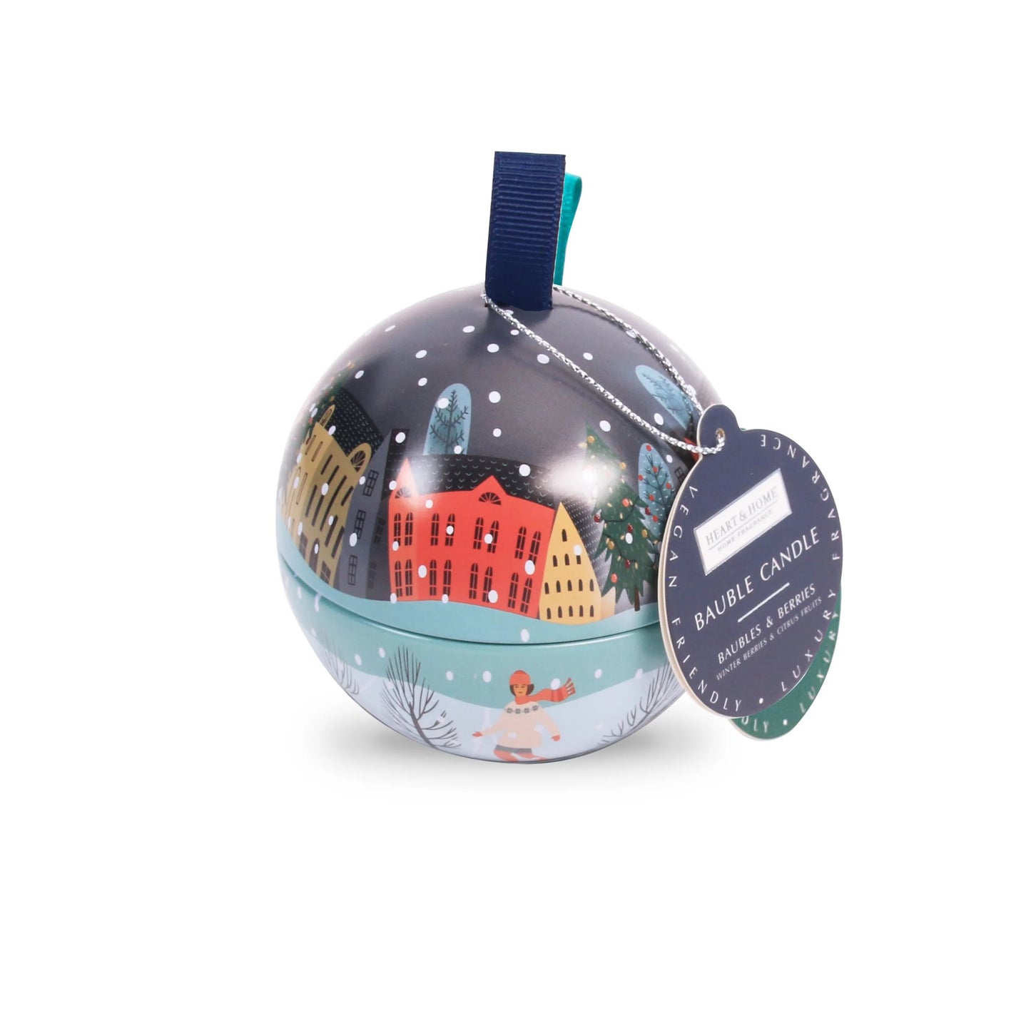Heart & Home Tin Bauble Candle Gift 'Baubles & Berries' Winter Fruits Scent