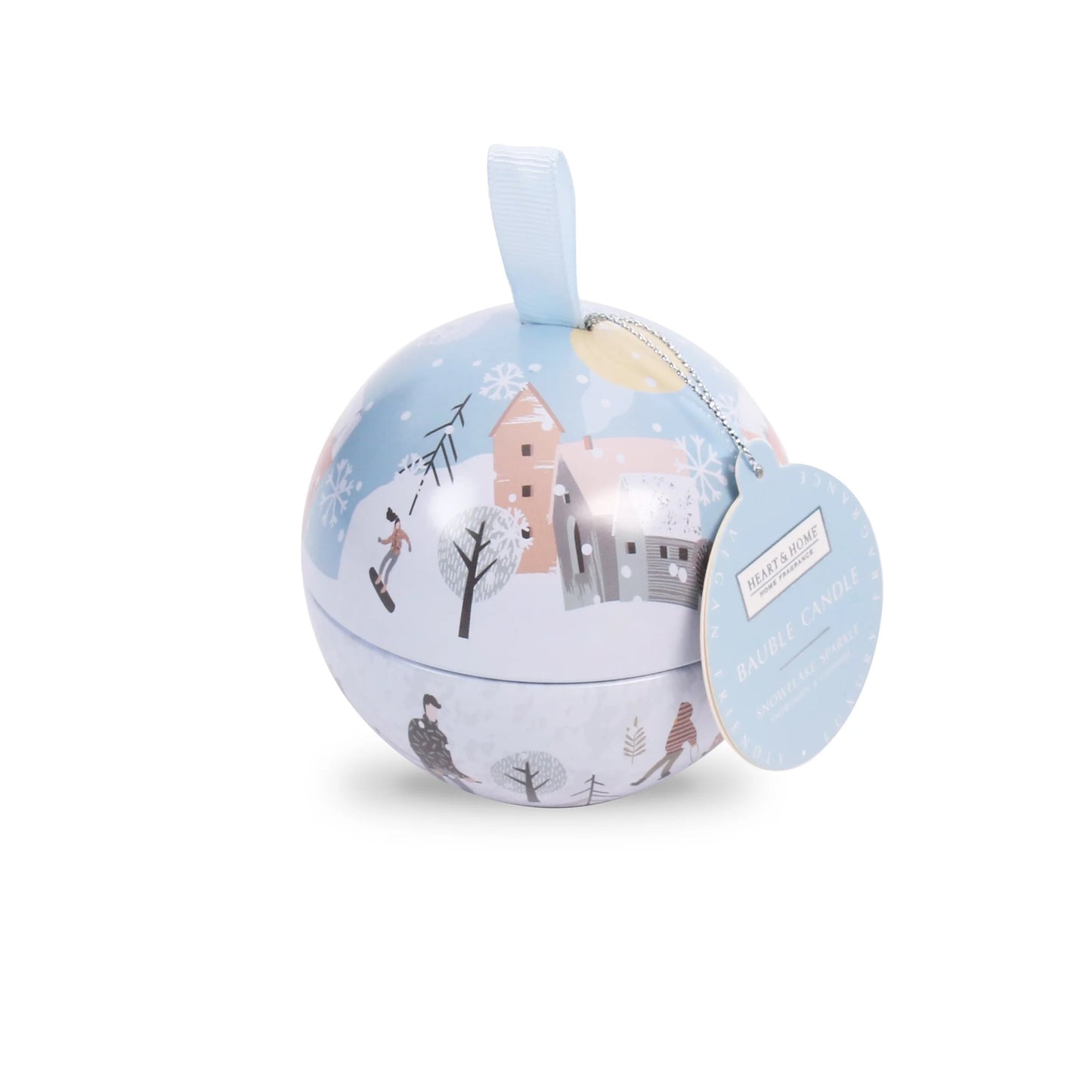 Heart & Home Tin Bauble Candle Gift 'Snowflake Sparkle' Snowdrop Cashmeres Scent