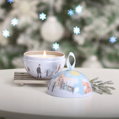 Heart & Home Tin Bauble Candle Gift 'Snowflake Sparkle' Snowdrop Cashmeres Scent
