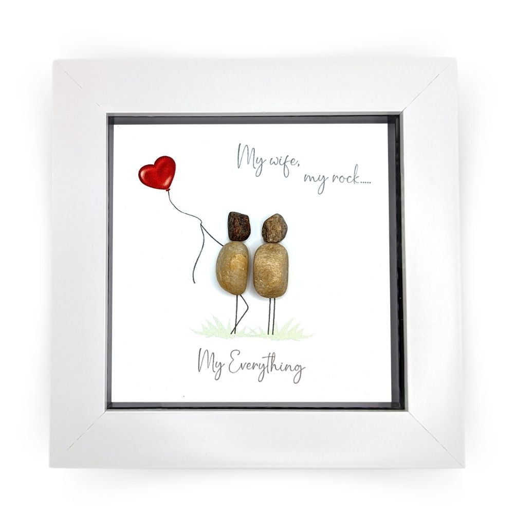 La De Da! My Wife, My Rock Mini Pebble Art Heart Balloon Framed Print Gift Idea