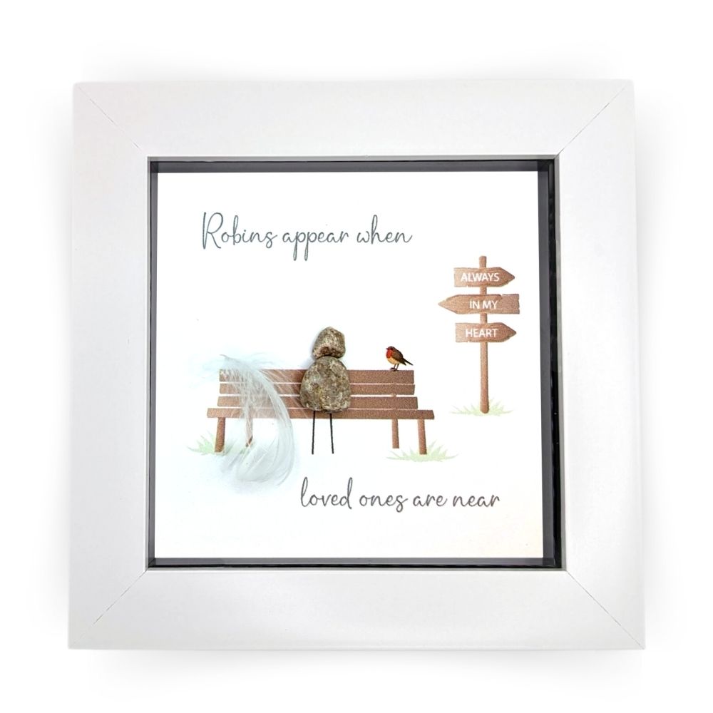 La De Da! Robins Appear Mini Pebble Art Bereavement Framed Print Gift Idea