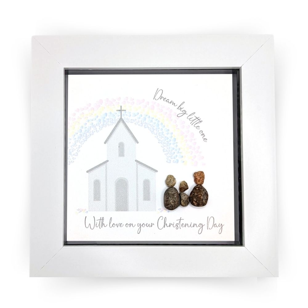 La De Da! On Your Christening Day Mini Pebble Art Church Framed Print Gift Idea