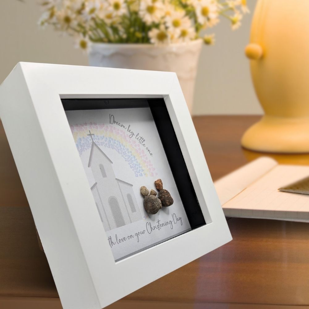 La De Da! On Your Christening Day Mini Pebble Art Church Framed Print Gift Idea