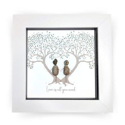 La De Da! Love Is All You Need Mini Pebble Art Heart Tree Framed Print Gift Idea