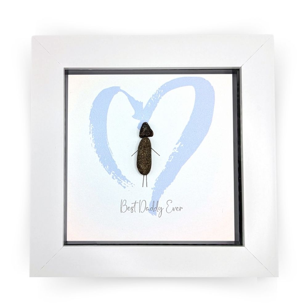 La De Da! Best Daddy Ever Mini Pebble Art Blue Heart Framed Print Gift Idea