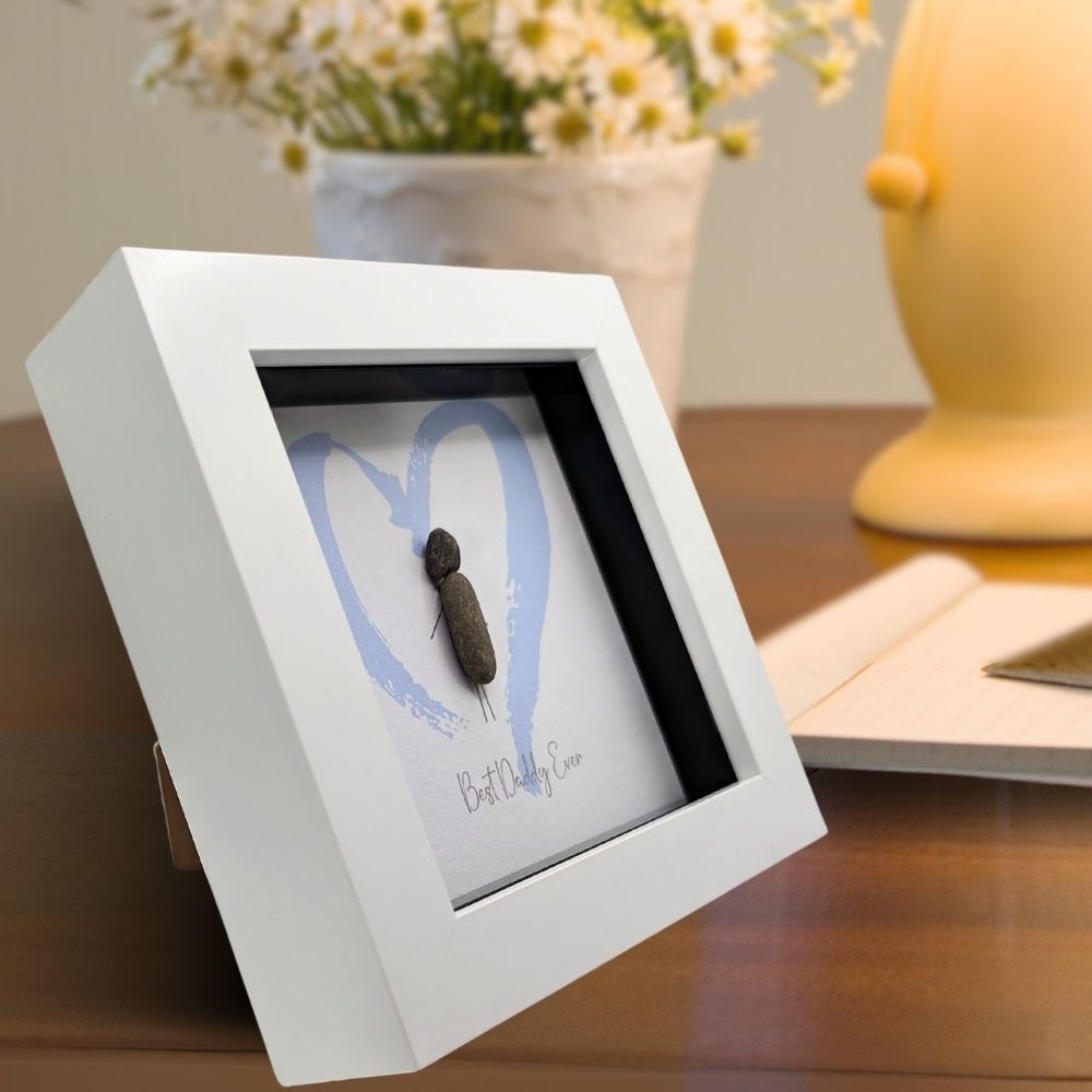 La De Da! Best Daddy Ever Mini Pebble Art Blue Heart Framed Print Gift Idea