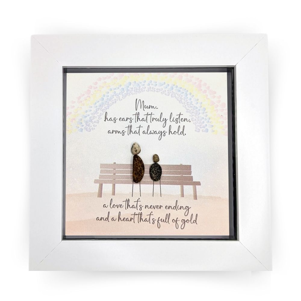 La De Da! Mum A Hearts That's Full Mini Pebble Art Framed Print Gift Idea