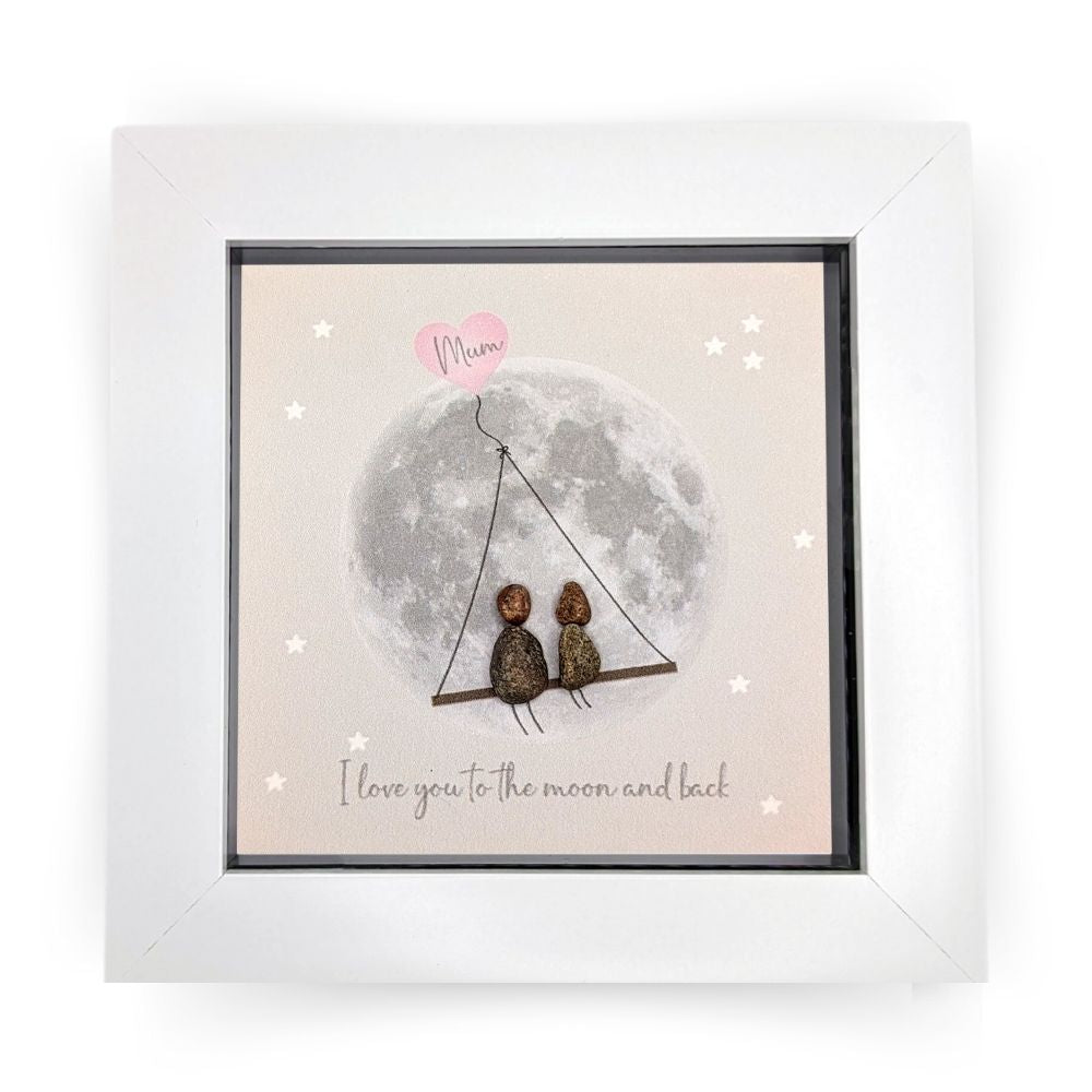 La De Da! Mum Moon & Back Mini Pebble Art Framed Print Gift Idea