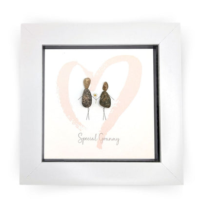 La De Da! Special Granny Mini Pebble Art Pink Heart Framed Print Gift Idea